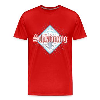 Schladming Steiermark in Österreich mit Skifahrer - Männer Premium Bio T-Shirt - Rot - Vorne - Damien (186cm)