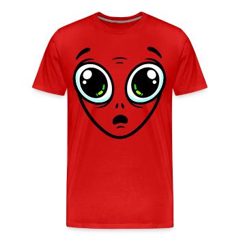 Extraterrestre aux grands yeux - T-shirt bio Premium Homme - rouge - Devant - Damien (186cm)