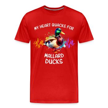 Stockente Herzlinie - Männer Premium Bio T-Shirt - Rot - Vorne - Damien (186cm)