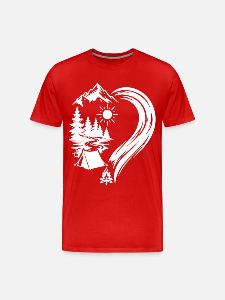 Heart Mountains Camping Nature Adventure - Men's Premium Organic T-Shirt - red