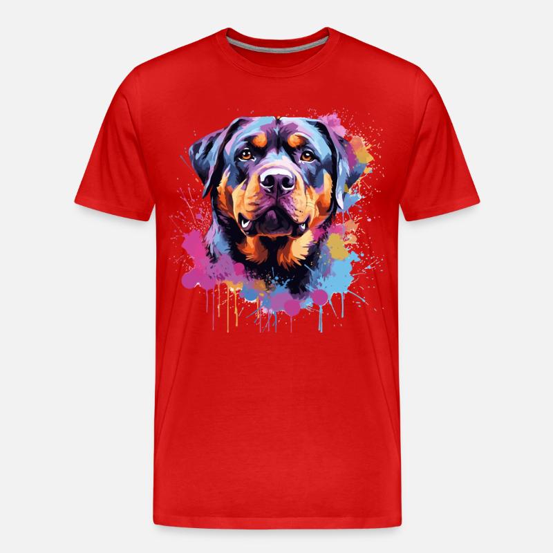 Rottweiler Bunker Splash Art Hund - Männer Premium Bio T-Shirt - Rot