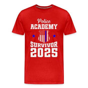  Police Academy Survivor 2025 Graduation Police - Men's Premium Organic T-Shirt - red - Front - Damien (186cm)