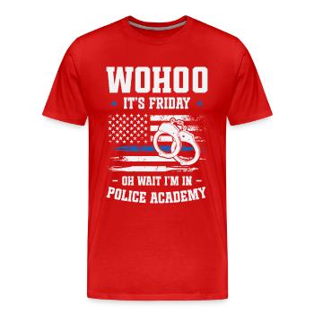 Police Academy Graduate Policewoman Police School - Men's Premium Organic T-Shirt - red - Front - Damien (186cm)