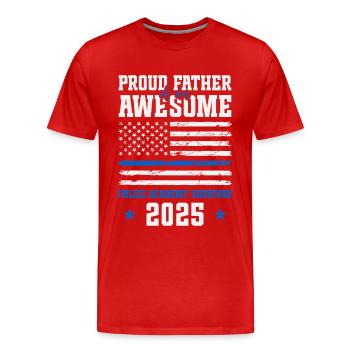  Proud Father of an awesome Police Academy - Men's Premium Organic T-Shirt - red - Front - Damien (186cm)