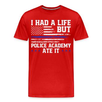  Police School Survivor Graduation Police Academy - Men's Premium Organic T-Shirt - red - Front - Damien (186cm)