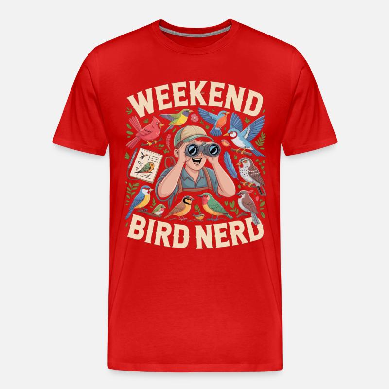 Weekend Bird Nerd Vogelbeobachter - Männer Premium Bio T-Shirt - Rot