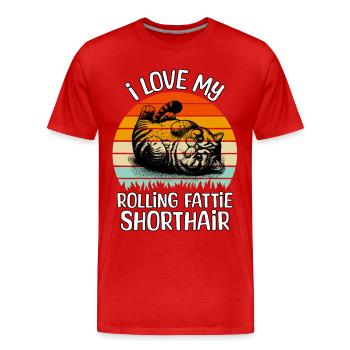Funny Exotic Shorthair Cat - Men's Premium Organic T-Shirt - red - Front - Damien (186cm)