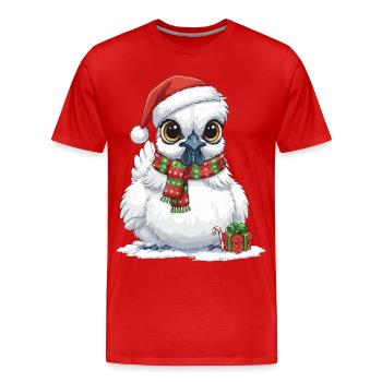 Poulet de soie drôle - Chapeau de Père Noël et... - T-shirt bio Premium Homme - rouge - Devant - Damien (186cm)