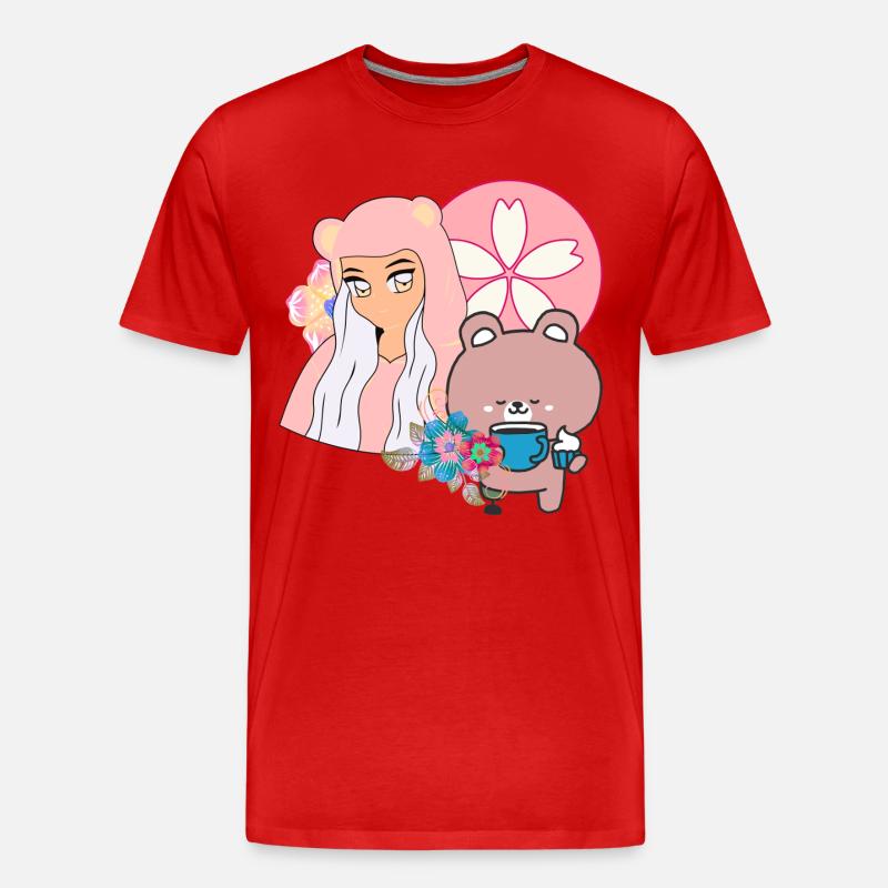 Kawaii Bär & Inklusive Teezeit - Männer Premium Bio T-Shirt - Rot