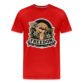 Freiheitsfaust-Emblem mit Schaufel - Männer Premium Bio T-Shirt - Rot - Vorne - Damien (186cm)