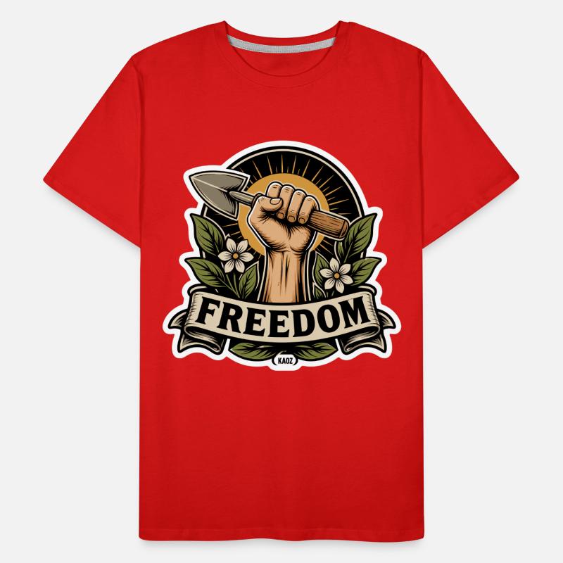 Freiheitsfaust-Emblem mit Schaufel Männer Premium Bio T-Shirt