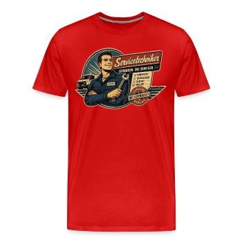 Servicetechniker Vintage Poster - Männer Premium Bio T-Shirt - Rot - Vorne - Damien (186cm)