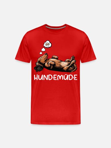 Hundemüde Langhaardackel Dackel Dackelhalter - Männer Premium Bio T-Shirt - Rot
