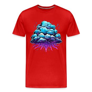 Blauer Wolkenknall Neon Burst - Männer Premium Bio T-Shirt - Rot - Vorne - Damien (186cm)