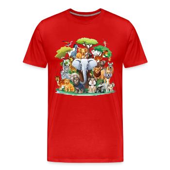 Tierische Waldtiere Collage - Männer Premium Bio T-Shirt - Rot - Vorne - Damien (186cm)