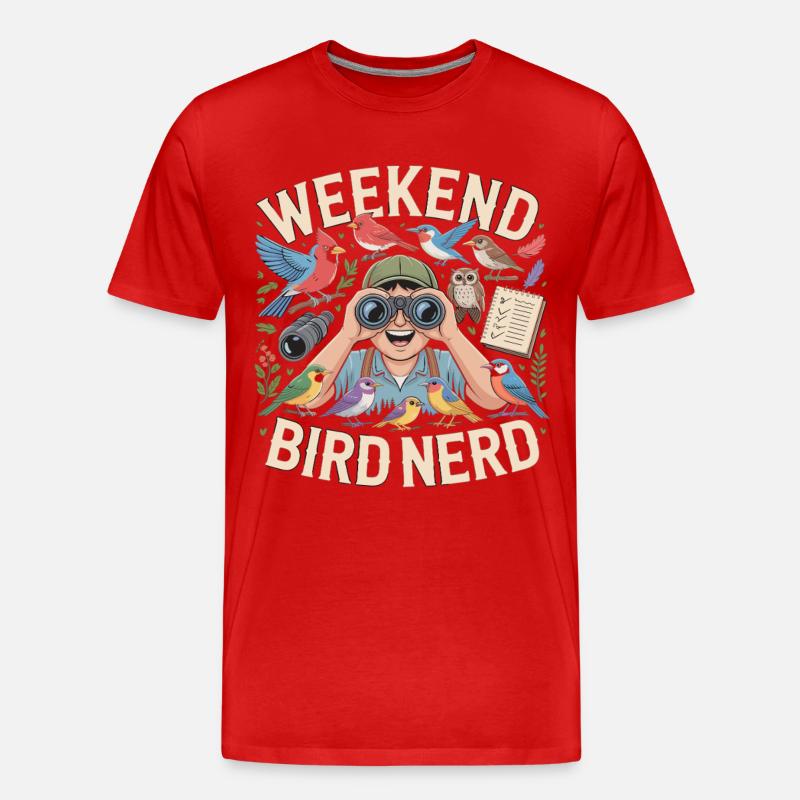 Weekend Bird Nerd Vogelbeobachter - Männer Premium Bio T-Shirt - Rot
