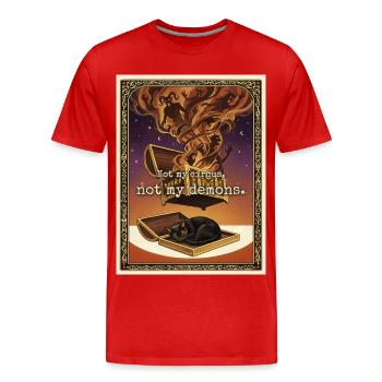 Pas mon chat démoniaque - T-shirt bio Premium Homme - rouge - Devant - Damien (186cm)