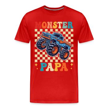 Monster Truck Papa - Männer Premium Bio T-Shirt - Rot - Vorne - Damien (186cm)