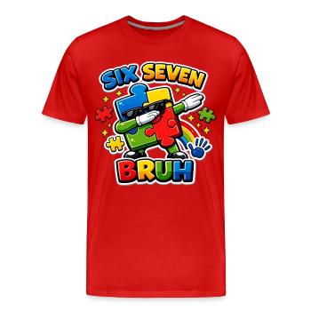 Dinosaur Alphabet ABC Poster Nursery Dino - Men's Premium Organic T-Shirt - red - Front - Damien (186cm)