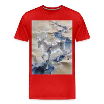 L'Onde Initiale : Fuzhu – Clarté Divine - T-shirt bio Premium Homme - rouge - Devant - Damien (186cm)
