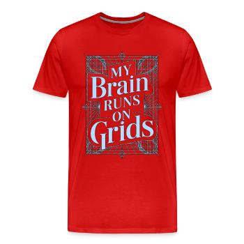 Graphiste : mon cerveau fonctionne avec le designer visuel - T-shirt bio Premium Homme - rouge - Devant - Damien (186cm)