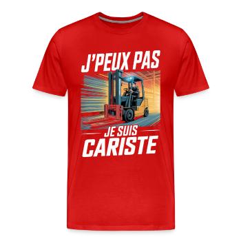 T-Shirt Humour Cariste Chariot Élévateur Cadeau - T-shirt bio Premium Homme - rouge - Devant - Damien (186cm)