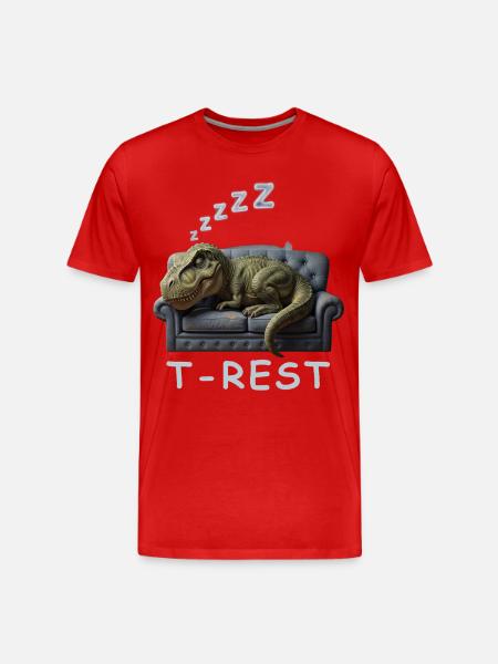 T-Rest Dino on Sofa - Men's Premium Organic T-Shirt - red