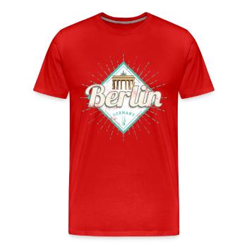 Berlin in Germany Vintage Souvenir - Men's Premium Organic T-Shirt - red - Front - Damien (186cm)