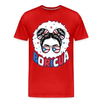 Boricua Girl Puerto Rican Puerto Rico Hispanic - Men's Premium Organic T-Shirt - red - Front - Damien (186cm)