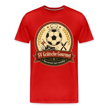 SV Grätsche Gourmet - Männer Premium Bio T-Shirt - Rot - Vorne - Damien (186cm)