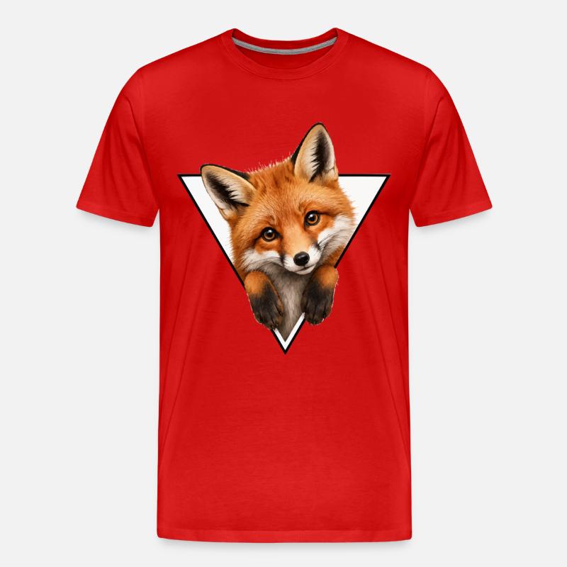 Fuchs im Dreieck-Illustration - Männer Premium Bio T-Shirt - Rot