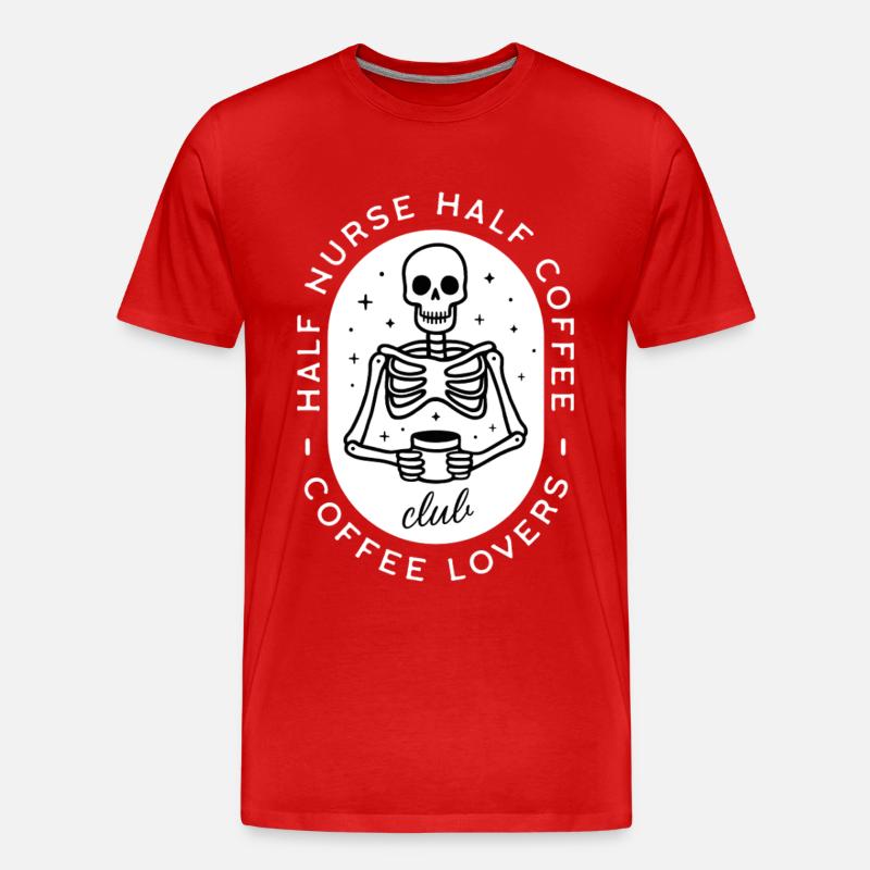 Krankenschwester Kaffee pflegt dunklen Humor-Skelett - Männer Premium Bio T-Shirt - Rot
