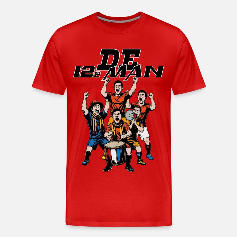 De12eMan - Männer Premium Bio T-Shirt - Rot