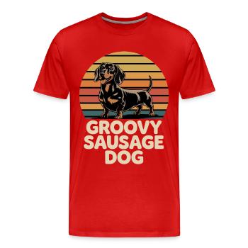 Teckel groovy - T-shirt bio Premium Homme - rouge - Devant - Damien (186cm)