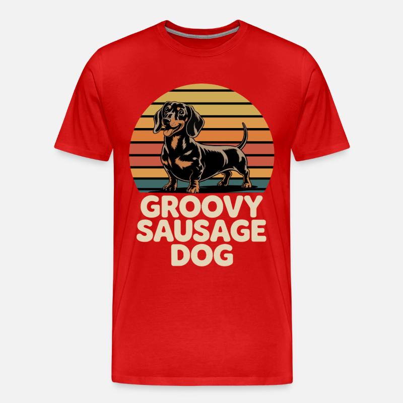 Groovy Dackel - Männer Premium Bio T-Shirt - Rot
