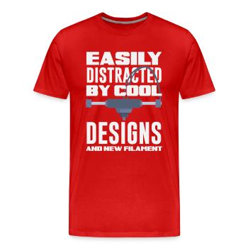 Facilement distrait par l’impression 3D au filament cool - T-shirt bio Premium Homme - rouge - Devant - Damien (186cm)