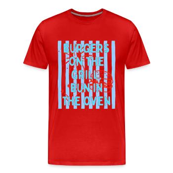 Daisy Striped Burgers On The Grill Bun in The Oven - Men's Premium Organic T-Shirt - red - Front - Damien (186cm)