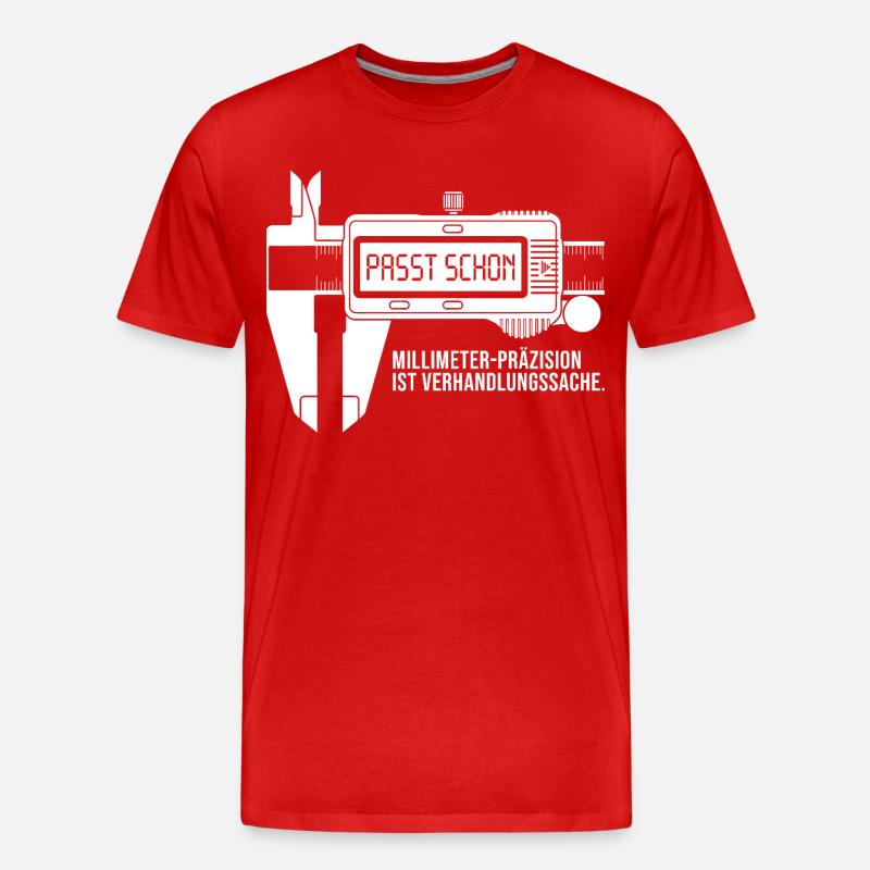 Handwerker Messschieber Millimeter Präzision - Männer Premium Bio T-Shirt - Rot