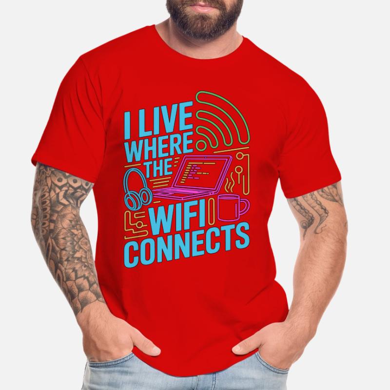 Remote Developer I Live Where The Web Developer Männer Premium Bio T-Shirt