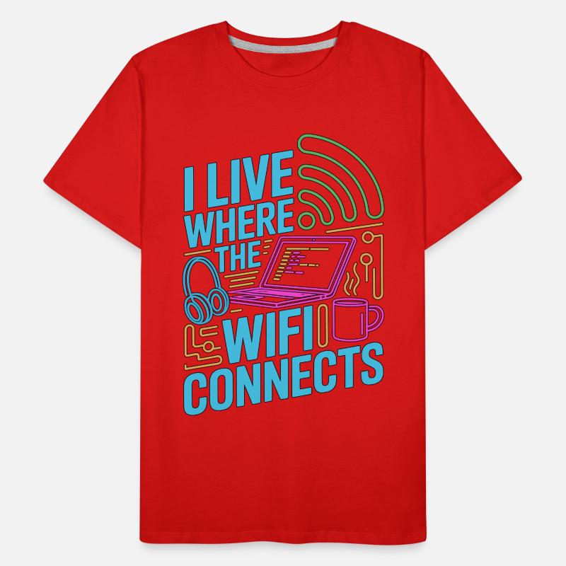 Remote Developer I Live Where The Web Developer Männer Premium Bio T-Shirt
