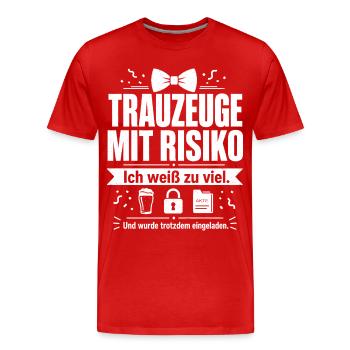 Trauzeuge mit Risiko - Männer Premium Bio T-Shirt - Rot - Vorne - Damien (186cm)
