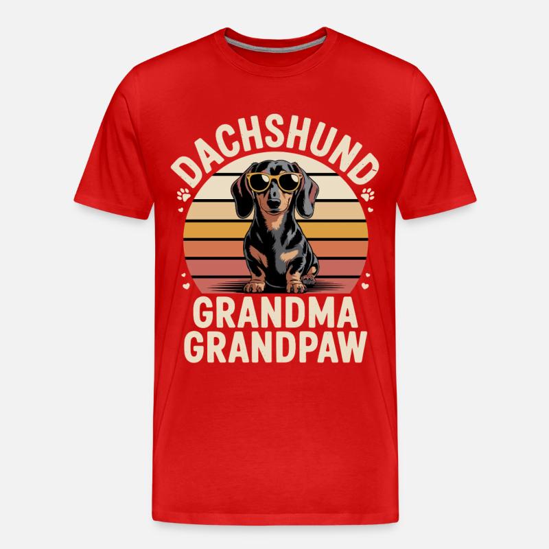 Dackel Oma Opa - Männer Premium Bio T-Shirt - Rot