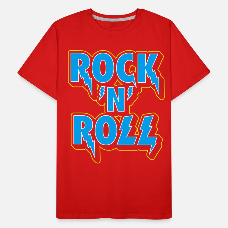 Rock 'N' Roll Typographic 3D Logo Men's Premium Organic T-Shirt