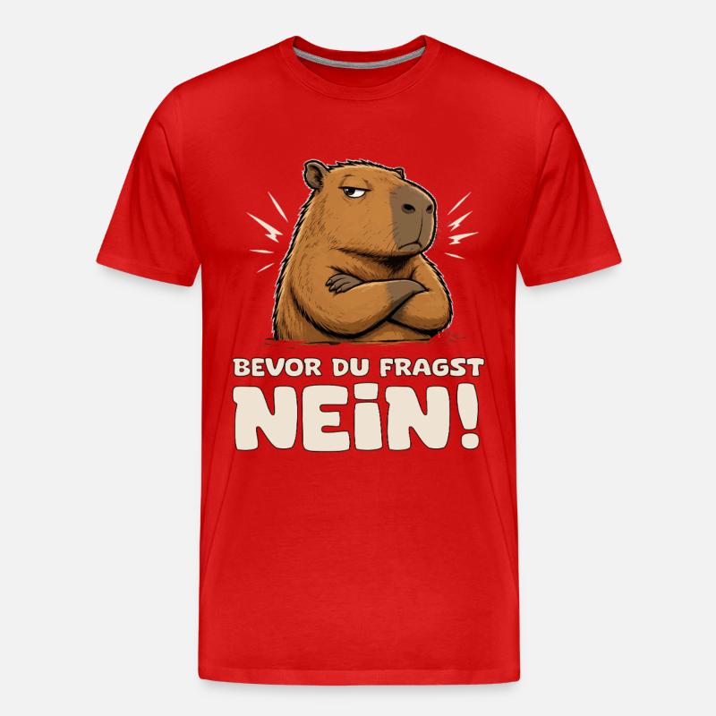 Capybara Attitude Nein! - Männer Premium Bio T-Shirt - Rot