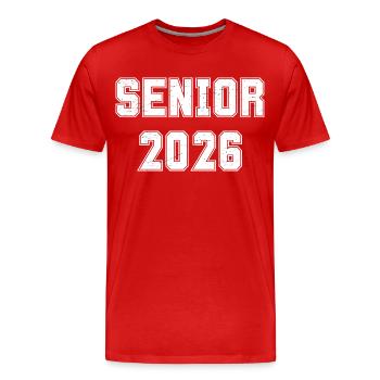 Don de la classe senior 2026 de la classe blanche varsity - T-shirt bio Premium Homme - rouge - Devant - Damien (186cm)