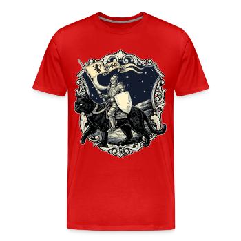 Renaissance du Chevalier Médiéval Chat de la Foire Rénaisque - T-shirt bio Premium Homme - rouge - Devant - Damien (186cm)