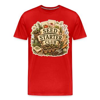 CLUB DE DÉMARRAGE DE GRAINES Plantes - T-shirt bio Premium Homme - rouge - Devant - Damien (186cm)