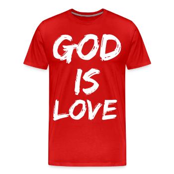God is love - Men's Premium Organic T-Shirt - red - Front - Damien (186cm)