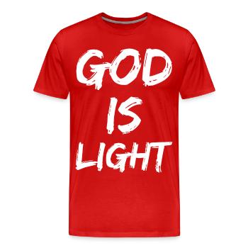 god is light - Men's Premium Organic T-Shirt - red - Front - Damien (186cm)