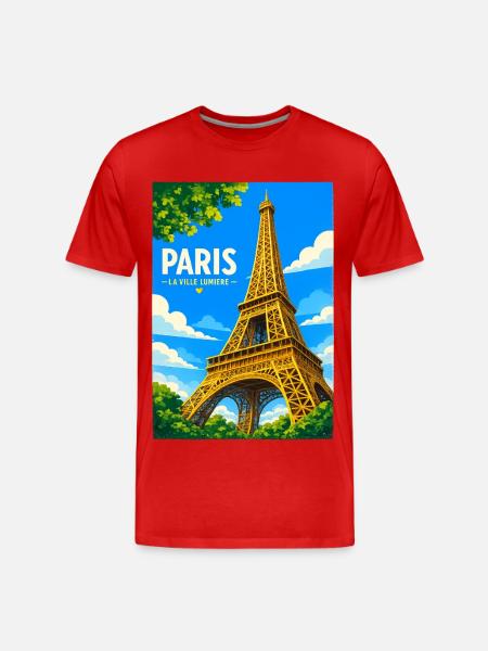 Paris Ville Lumière - T-shirt bio Premium Homme - rouge